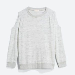 ARTICLES OF SOCIETY Cortes Cold Shoulder Knit Top, M, Heathered Light Grey